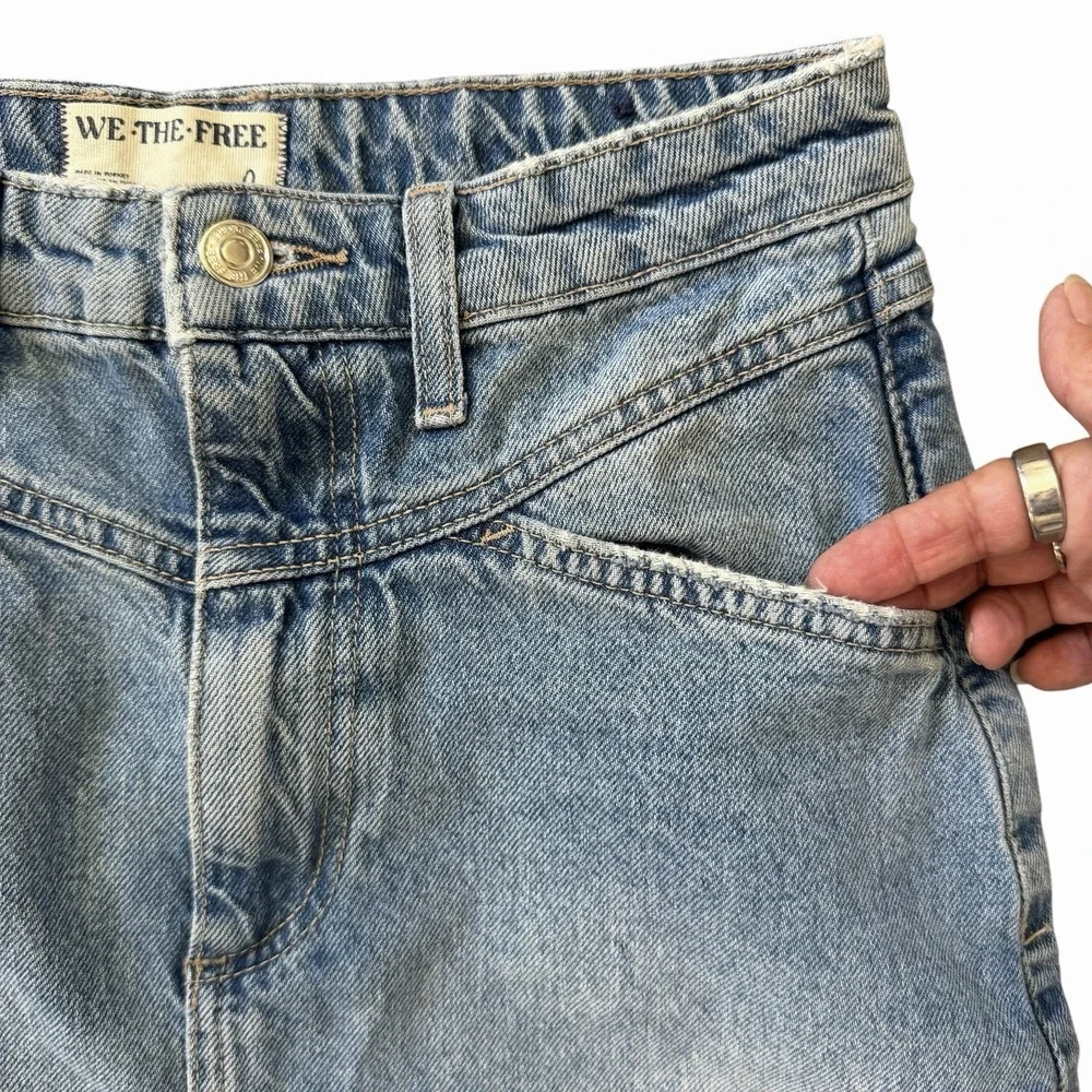We The Free Come As You Are Denim Maxi Skirt Sz 0 Slit Coastal Cowgirl Country